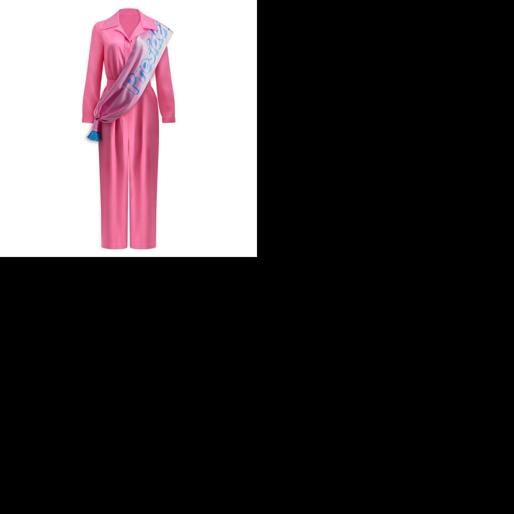 Barbie-Filmkostüm 2023 aus eisblauem Hanfgewebe mit PU-Material