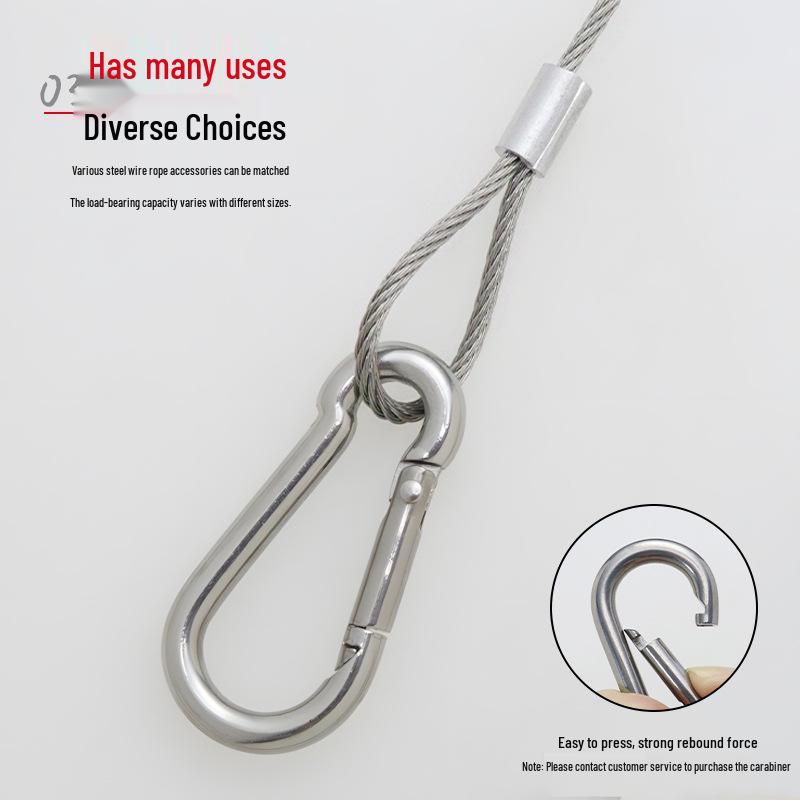 304 Stainless Steel Wire Rope Lamp: Durable, Anti-Fall, Rubber-Coated, Crimped Aluminum Sleeve for Safe Picture Hanging.