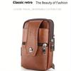 Men Waist Bag Large Capacity Belt Bag Brown Shoulder Bags Crossbody Bags Multi-layer Buckle Mobile Phone Bag Bum Pouch