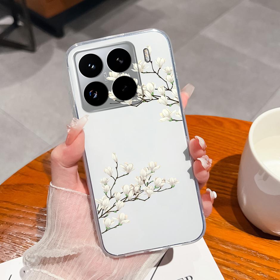 Cute Flower Case For Xiaomi 15 Pro Ultra Clear Soft Silicone Protective Bumper Cover For Xiaomi15Pro 15Ultra Anti Scratch Fundas