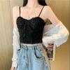 Lace Embroidery Flower Elastic Back One-Piece Tank Tops Crop Tops Women Thin Camis Wrap Chest Tube Top Summer Thin Top