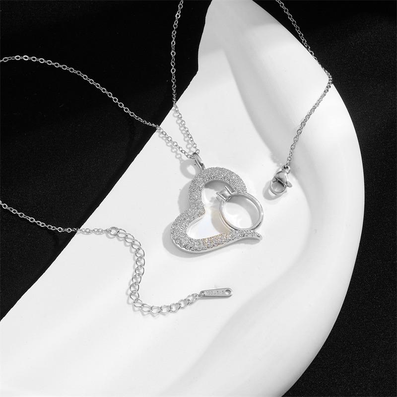 Hot Sell Heart Zircon Pendant Necklace Stainless Steel High Quality Geometric Choker Jewelry Party Gifts For Women Girls