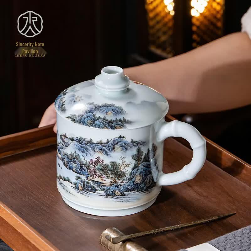 Jingdezhen Hand-Painted Landscape Ceramic Tea Cup