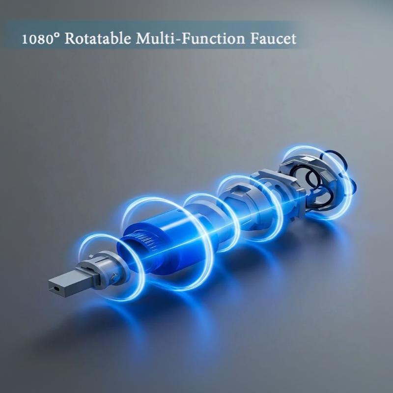 Black 1080° Swivel Robotic Arm Kitchen Faucet Dual Flow Modes Anti-Splash Brass Core for Home Kitchen Sink