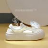 New Korean Mesh Hollow Out Breathable Flat Shoes White Casual Platform Knitted Shoes Sneakers Zapatillas Mujer 2025