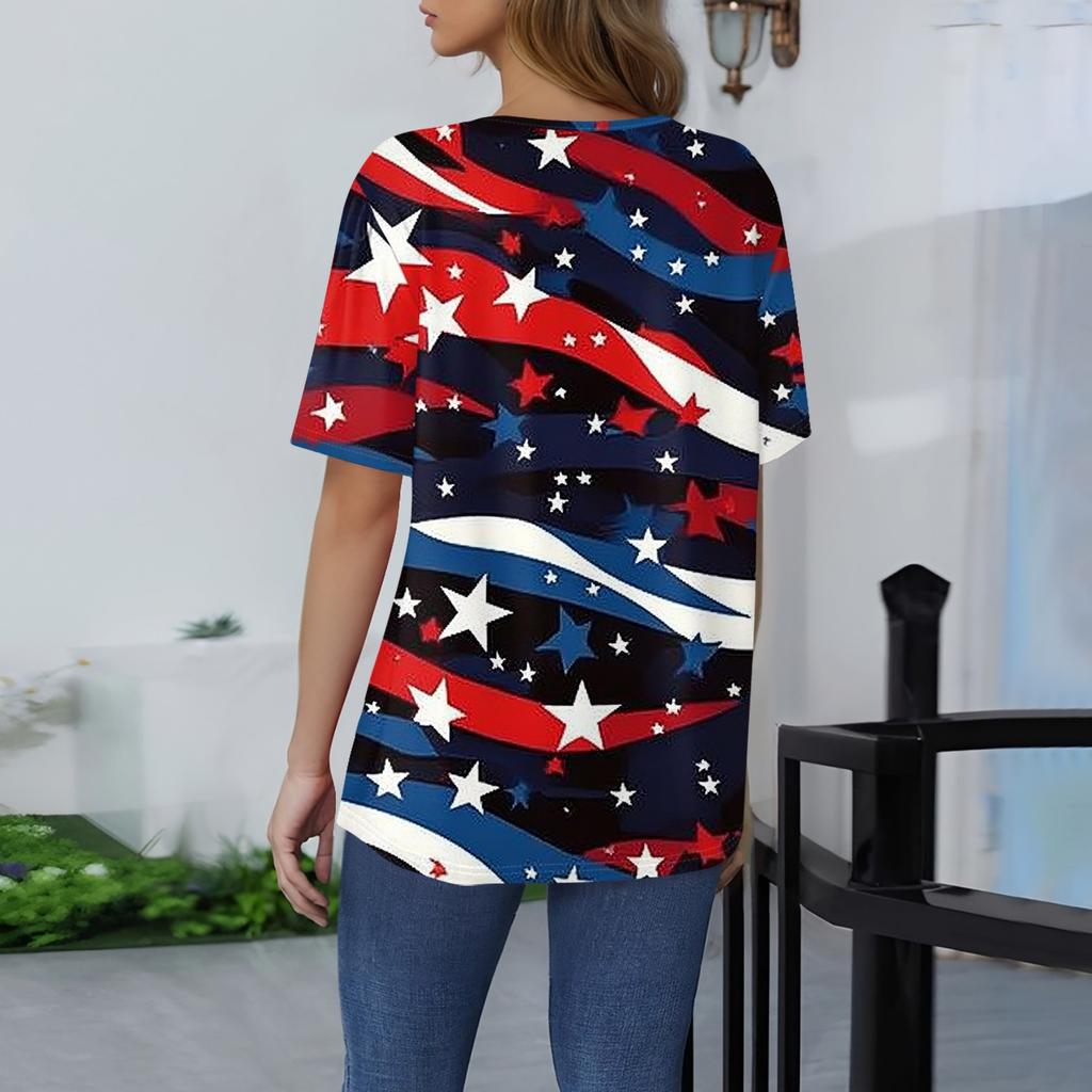 Modisches, lässiges Pullover-Oberteil mit kurzen Ärmeln und Knopfleiste und Rundhalsausschnitt für Damen