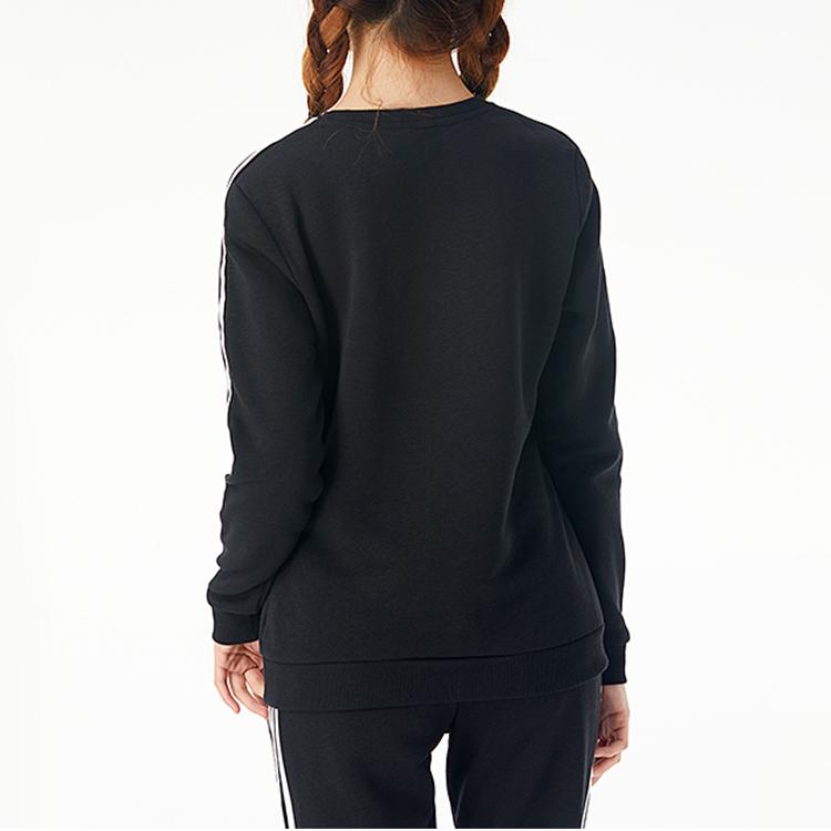 Adidas Neo Striped Crew Neck Pullover Warm Sports Long Sleeve Sweatshirt Women Tops White Black GJ8745