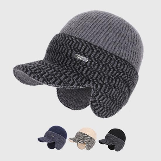Riding Hat Soft Plush Inner Wide Brim Ear-Protecting Knitting Baseball