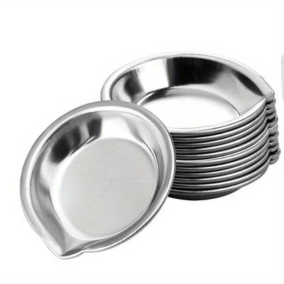 10-Pack Stainless Steel Mixing Palettes, Multi-Purpose Metal Trays for Pigment, Cosmetics, Nail Adhesives, Ideal for Makeup Artists, Nail Salons