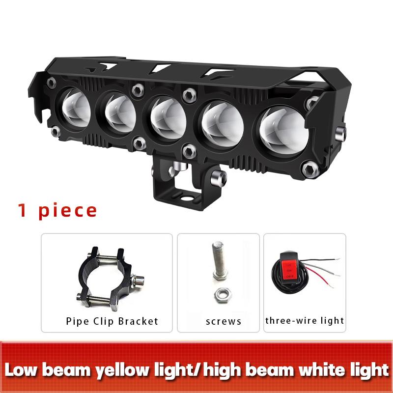 5-Linsen-Motorrad-LED-Scheinwerfer, zweifarbig, Fern-/Abblendlicht, Nebelscheinwerfer mit Lüfter für PKW, LKW, SUV, UTV, 12 V, 24 V, Mini-Linsen-Scheinwerfer, Fahrlichter