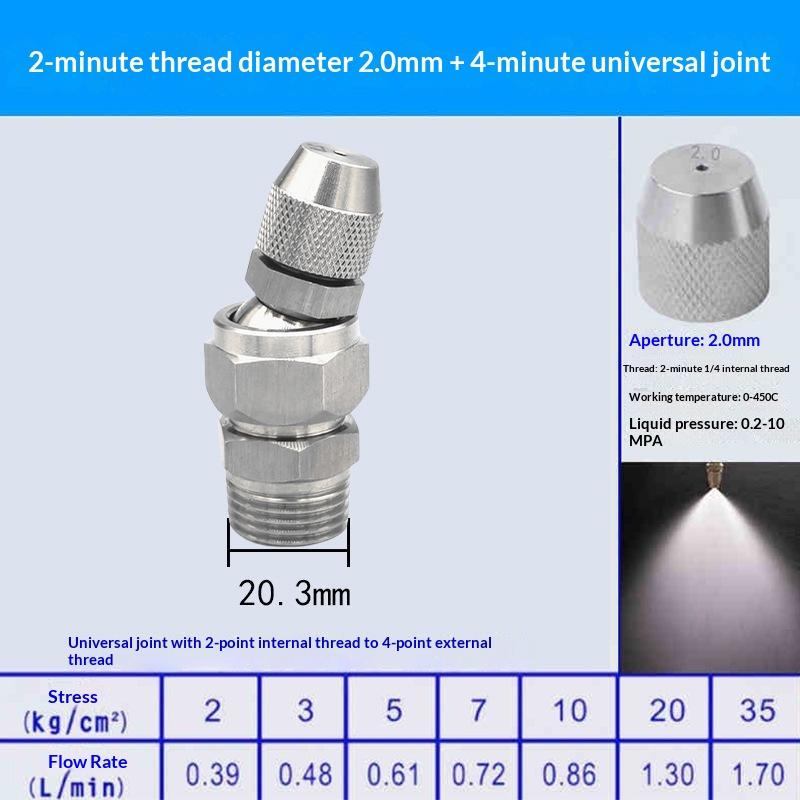 0.6 0.8 1.0 1.2 1.5 2.0Mm Hole Stainless Steel Nozzle Adjustable Steam Volume For Fog Cannon Machine 1/8' 1/4' 3/8' 1/2'