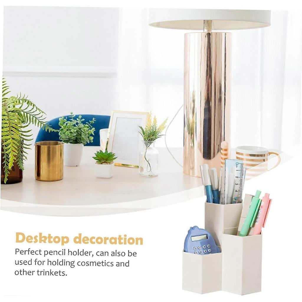 Desktop Storage Box Pen Holder Hexagonal Container for Pens Pencil Pot Pencil Organizer Beige
