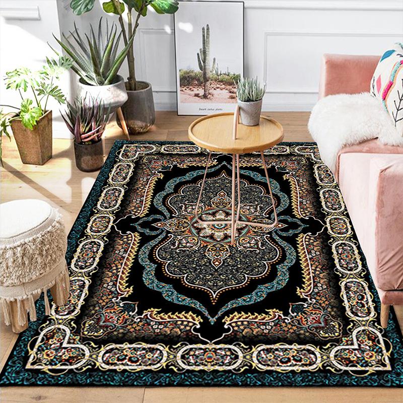 1Pc Persian Carpet Rug, Office Carpet Indoor Outdoor Doormat, Non-Slip Soft, Living Room, Christmas Halloween Gift. M928681