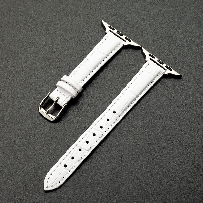 Genuine Leather Bamboo Grain Slim Apple Watch Band for Men & Women - iWatch Ultra Style