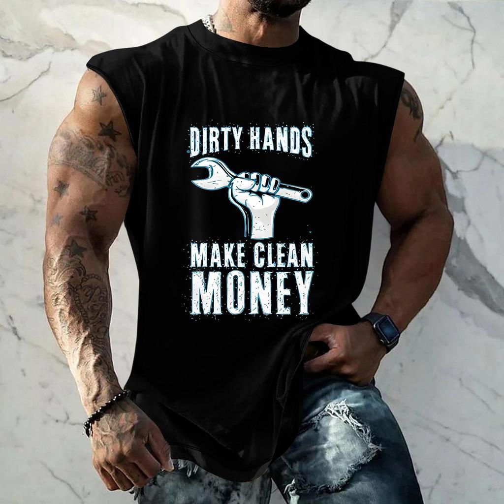 Men Sleeveless Muscle Tank Top Casual Loose Fit Workout Shirt Labor Day Graphic Print Comfortable Lightweight Fabric