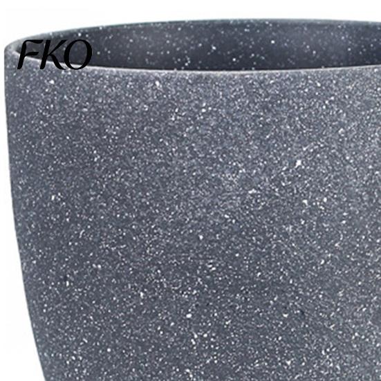 Drainage System Garden Pot Grey Flowerpot with Saucer, Modern Planter Lightweight Flower for Patio Holes, Plant Indoor Outdoor Use Weatherproof