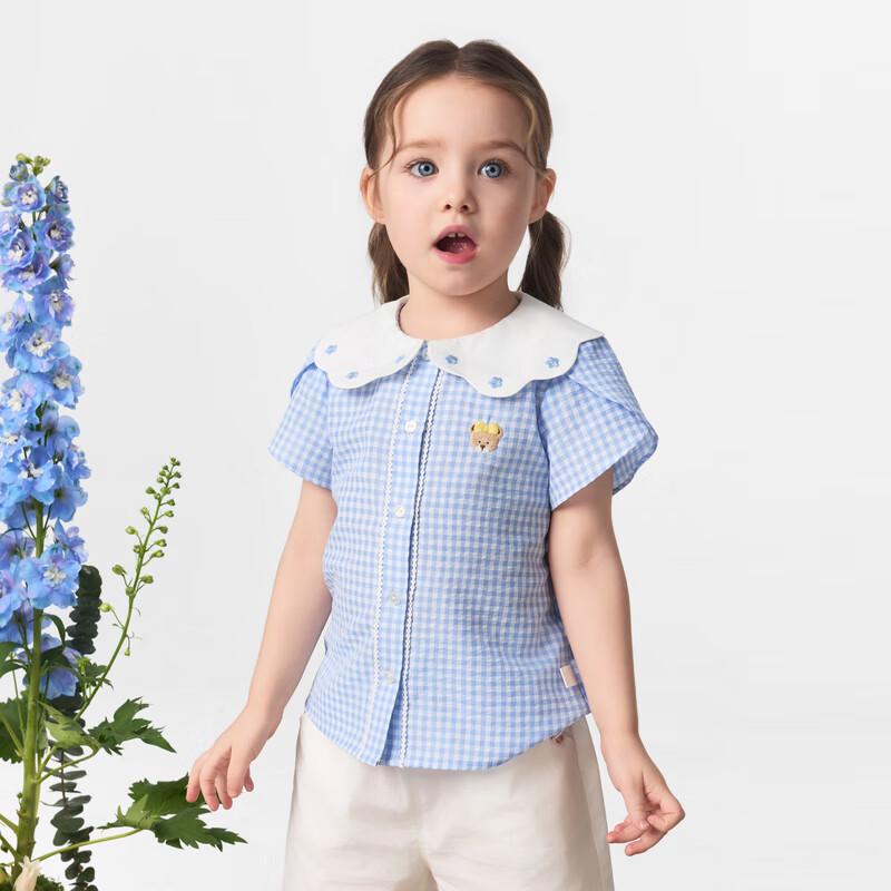 PawinPaw Baby Girls  Cartoon Bear Lapel Short Sleeve Shirt S