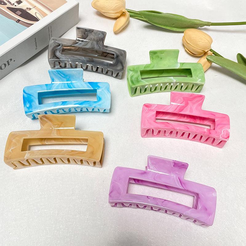 New Hot-Selling Imitation Marble Square Hair Clip Hair Accessory Summer Fashion Updo Back of Head Vacation Shark Clip