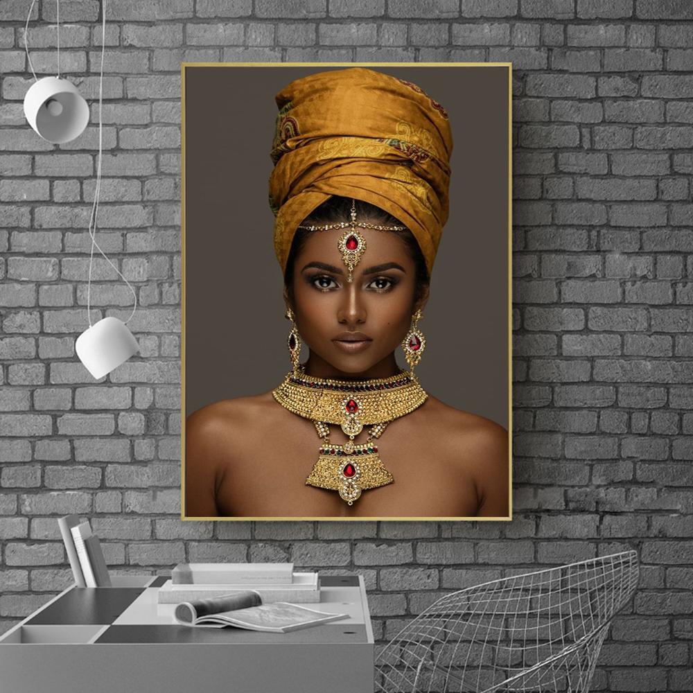 Luxus Gold Schmuck Figur Kunst Frauen Leinwand Gemälde Wand Kunst Poster Drucke Wand Bilder Für Wohnzimmer Hause Cuadros Decor