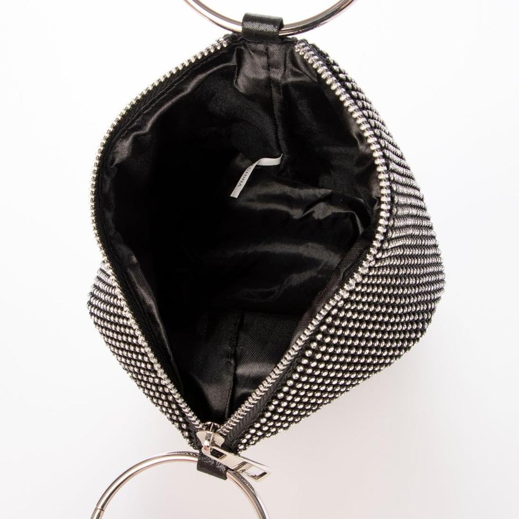 Kashkash Ring Handle Drawstring Party Bag 11-00-06270 Women's Black