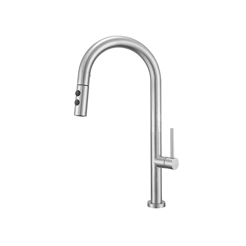 Nickel 304 Stainless Steel Kitchen Sink Faucet Pull-out Cold And Hot Mixed Water Kitchen Faucet Household Sink Tap
