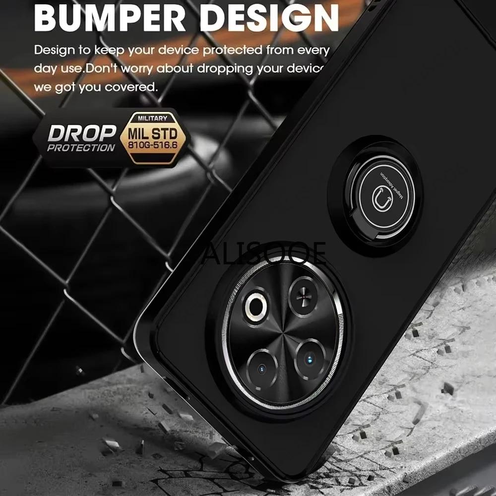 Shockproof Armor Funda for Tecno Spark 30C (4G) Case Translucent Ring Stand Holder Cover for Tecno Spark 30C (KL5, Kl5n) Cover