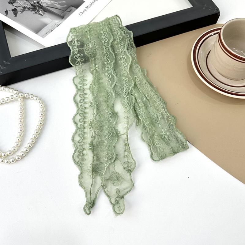 Silk scarf long strip high-end summer thin decorative versatile lace thin narrow small scarf headband