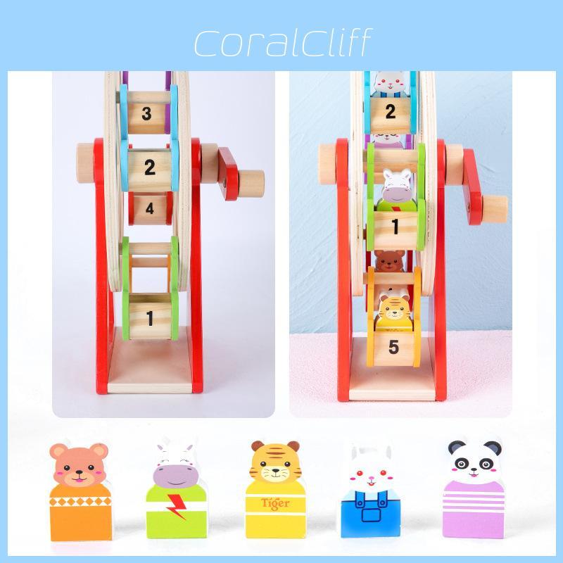 Wooden Animal Hand Crank Ferris Wheel Puzzle Toy For Baby And Toddler Learning