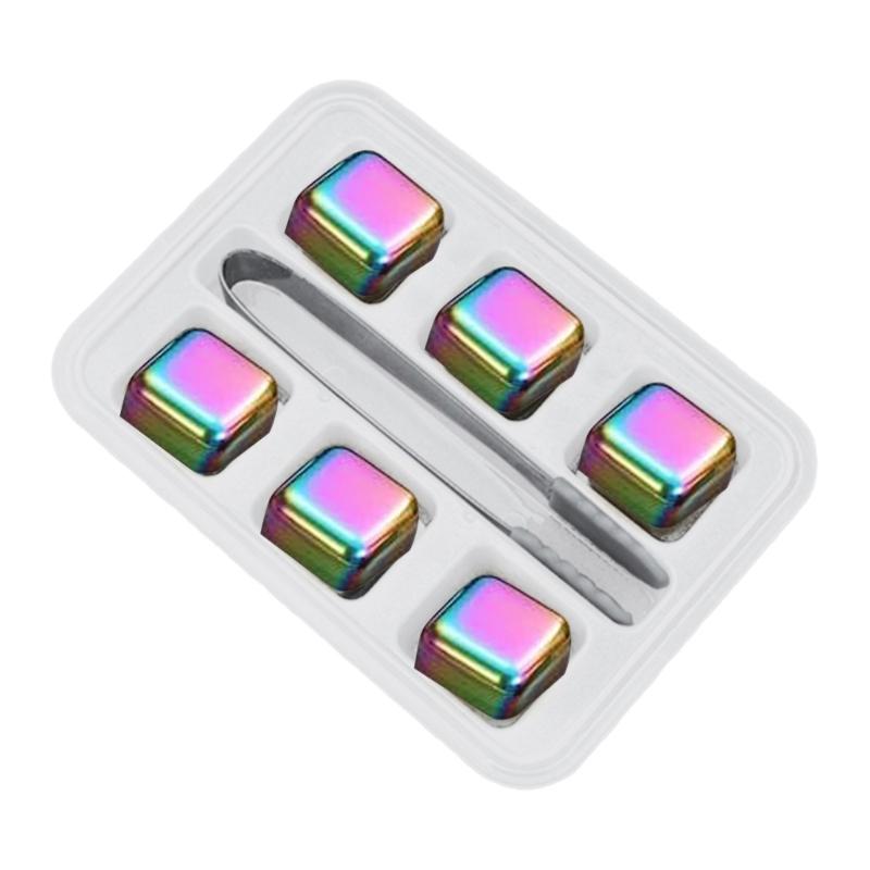 

4/6/8 Стальные кубики льда для виски с щипцами, многоразовые охладители для ликера, поддерживают напиток холодным, не разбавляя его