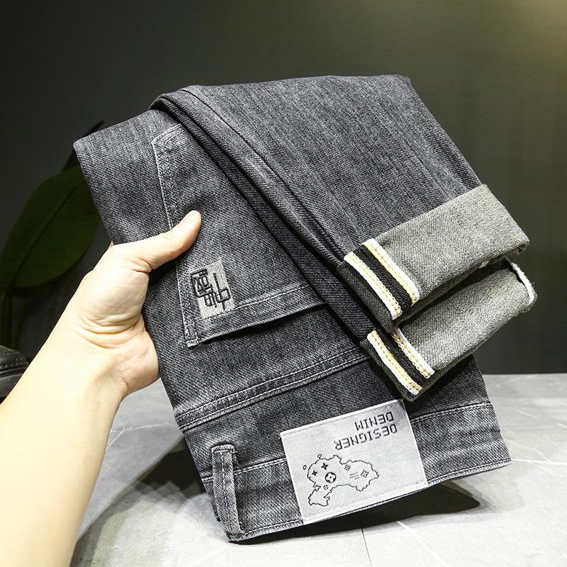 JYL Men's Elastic Jeans Knit Classic Youth Multifunctional High-quality Pants.