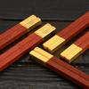 Gold & Silver Thread Red Sandalwood Chopsticks with Engraved Logo - Gift Box for Household & Hotel Use