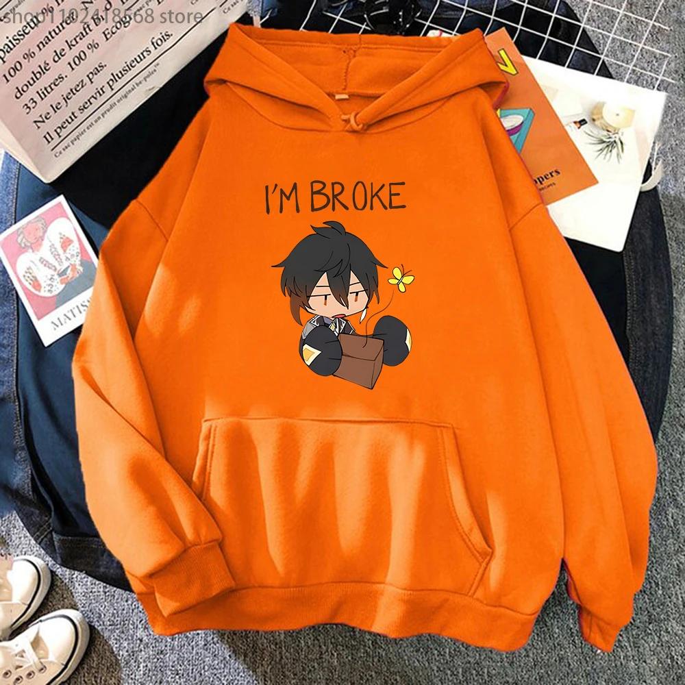 Zhongli Genshin Impact Meme Hoodie Men Gothic Long Sleeve Sweatshirts Kawaii Clothes Sudadera Y2k Tops Crewneck Women