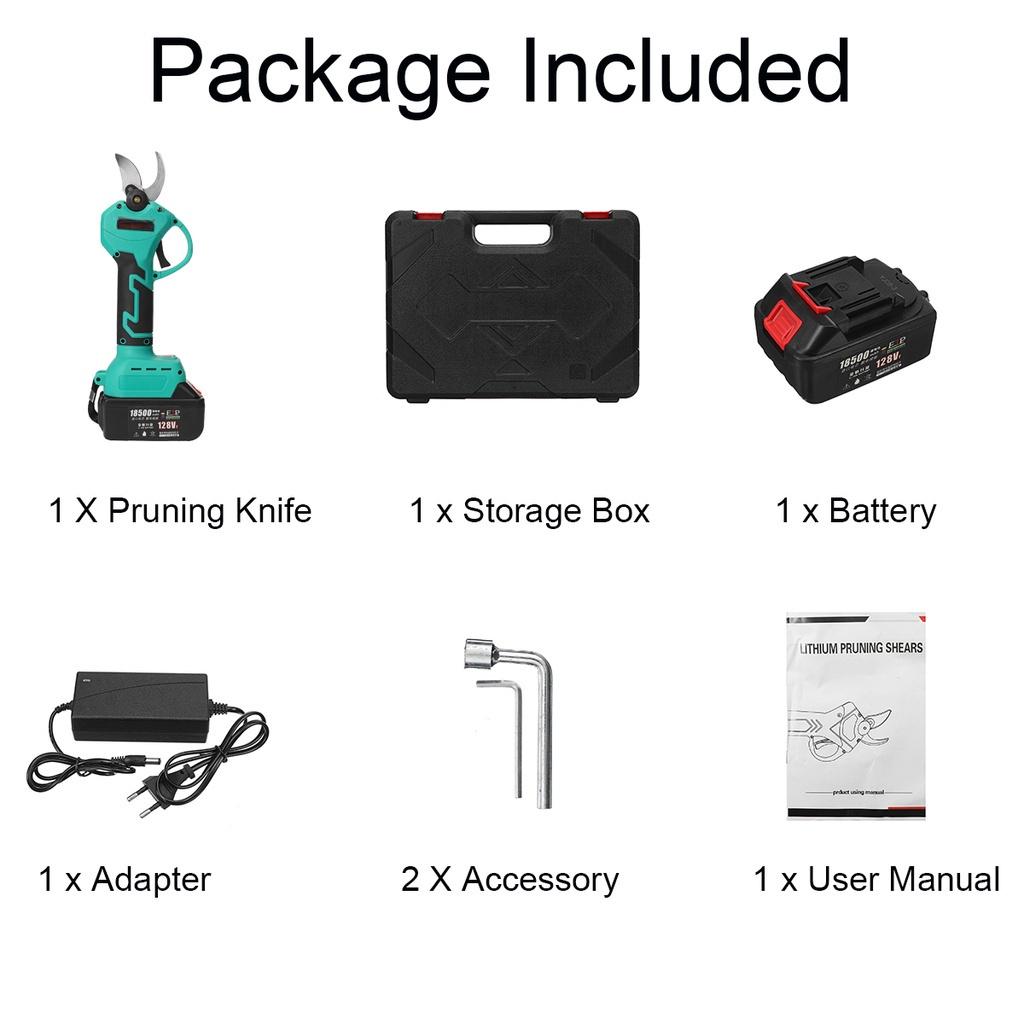 128VF Cordless Electric Pruner Pruning Shear Efficient Fruit Tree Bonsai Pruning Branches Cutter Landscaping