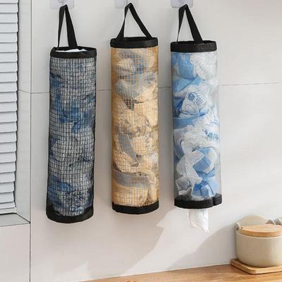 1PC Wall Mount Mesh Storage Bag Garbage Bag Holder Organizer Sundries Storage Bags Shopping Pla C6D3