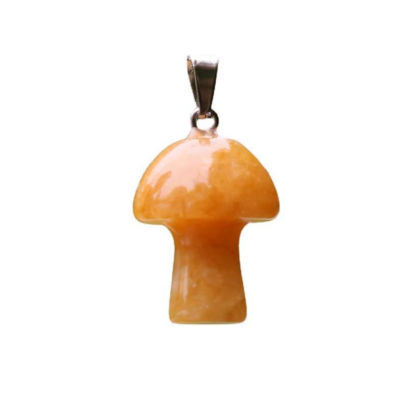 2cm Natural Crystal Jade & Pink Tiger Eye Mushroom Necklace Pendant