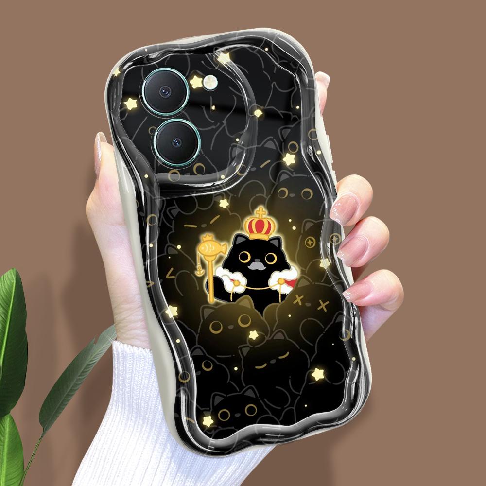 Cute Cartoon Pattern Cream Texture Casing Wavy Edge Soft Silicone Cover Phone Case for Vivo