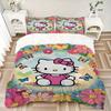 3pcs Hello Kitty & Colorful Daisy Design Pattern Bedding Set, 1* Cover + 2*Pillowcases, Printed Bedding Set, Soft and Comfortable.W034