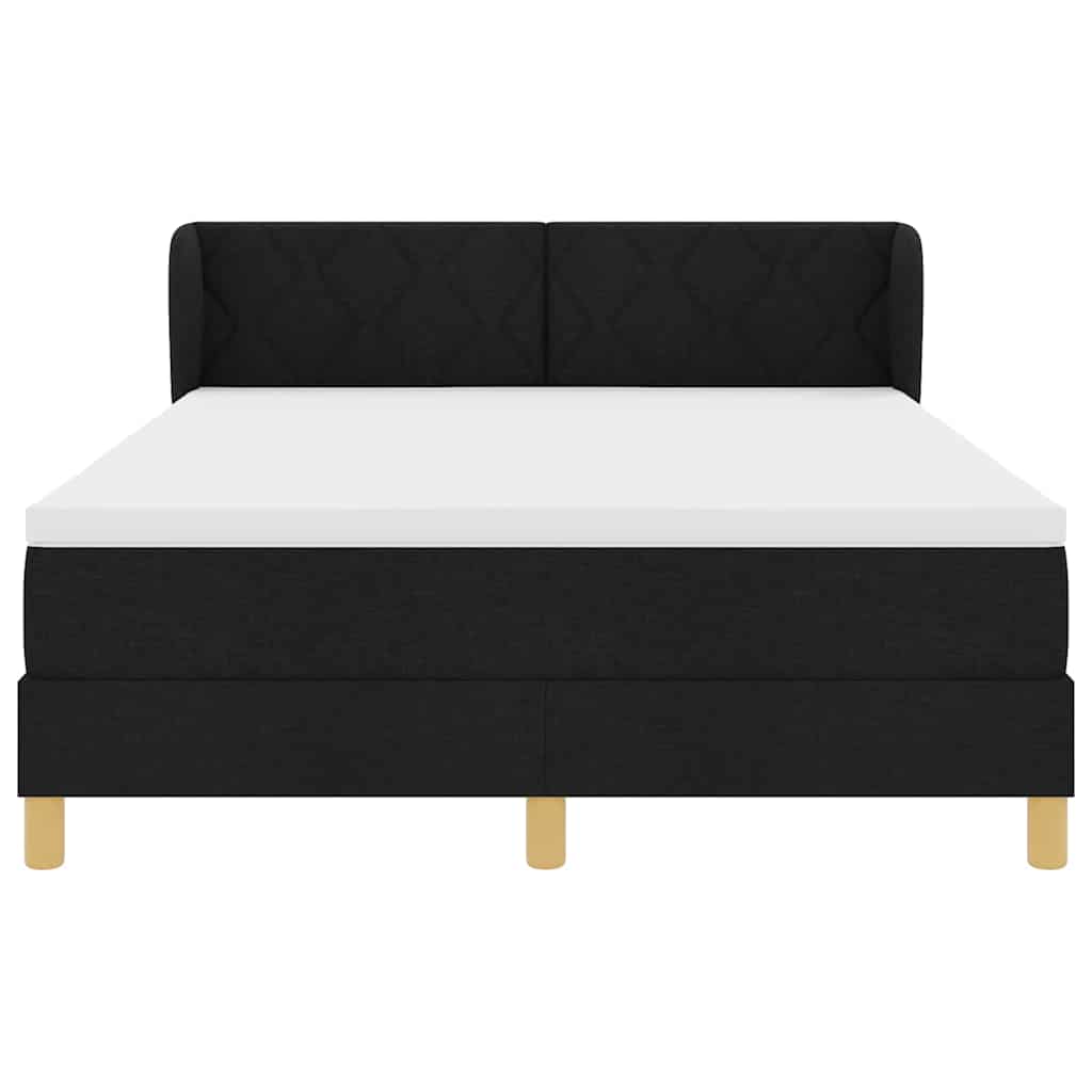 Box Spring Bed with Headboard Black 140 x 190 cm Fabric