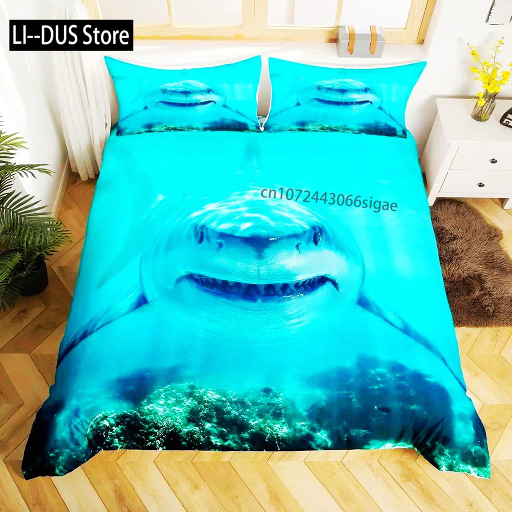 Comforter Shark Types Of Sharks Pattern Bedclothes Double Queen King Size Polyester Bedding Set