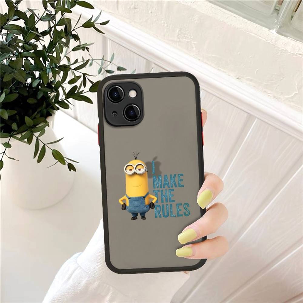 Cartoon Anime Yellow M-Minions Matte Translucent Phone Case For Iphone 16 ProMax 15 14 13 12 11 X XS PRO Plus