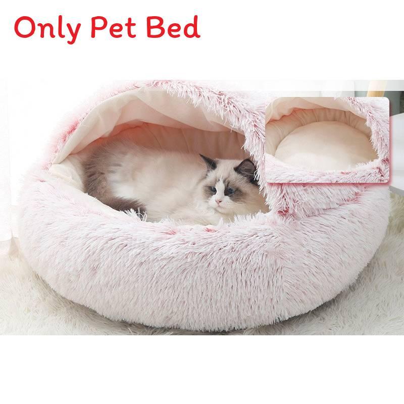 Bionic Shell Shape Cat Bed Enclosed Plush Warm Thickened Winter Sleep Pad For Small Pets