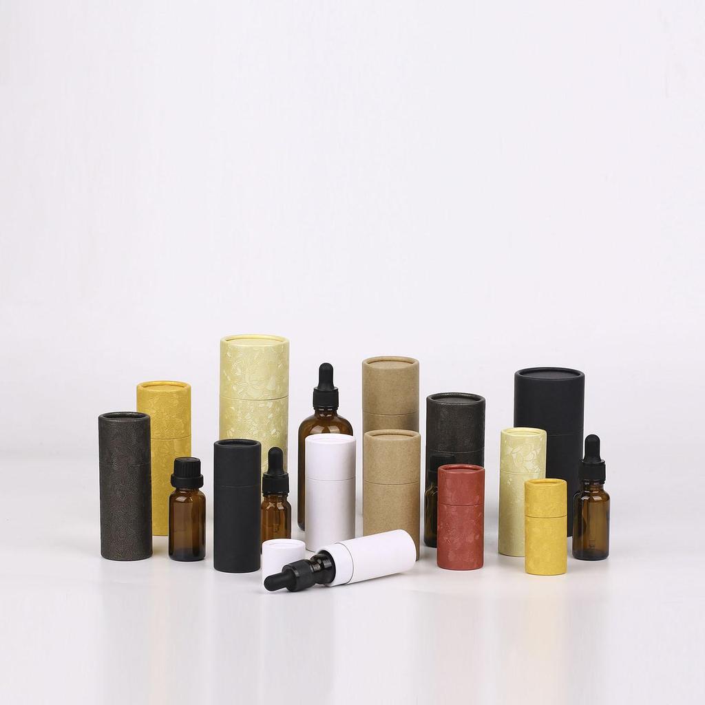 Essential Oil Bottle Paper Tube - Kraft Round Perfume and Cosmetics Gift Box