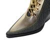 Fashion Kaky's New Pointed Denim Lace Up High Heel Large Women's Boots  Western Boots