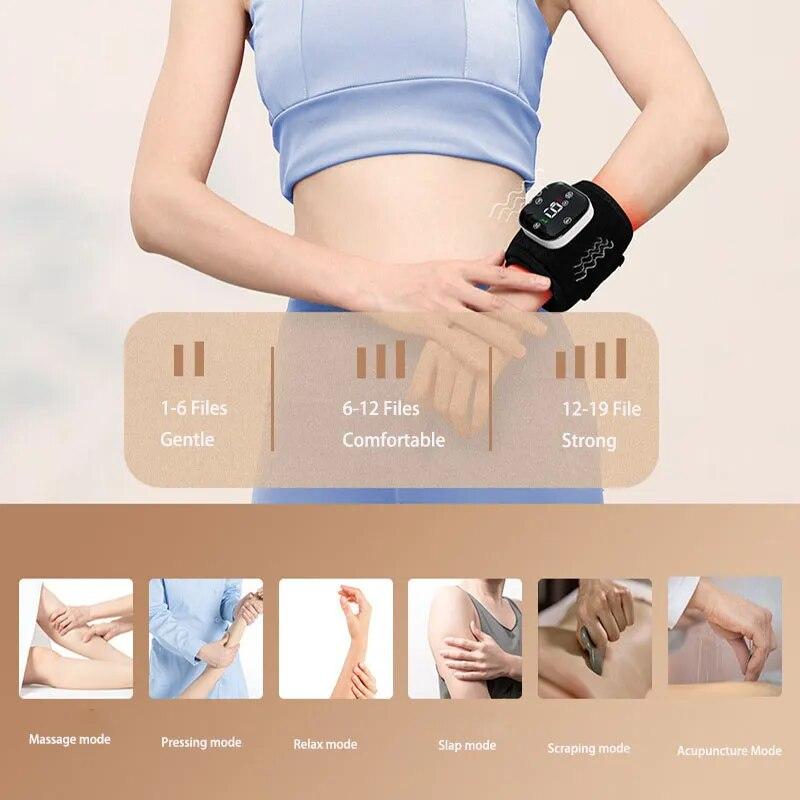 Masseur de poignet électrique multifonction, bracelet de vibration articulaire, pétrissage, compresse chaude, instrument de physiothérapie méridien