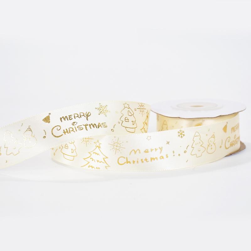 

10 ярдів 25 мм Різдвяна поліестерова стрічка Веселого Різдва Декорація DIY Торт Букет Подарункова коробка Упаковка Новорічні вечірні прикраси 10Yards