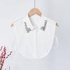 Yousheng Women Rhinestone Fake Collar Detachable Chiffon Dickey False Collar with Adjustable Straps Half-Length Fake Shirts Collar for Festive Party