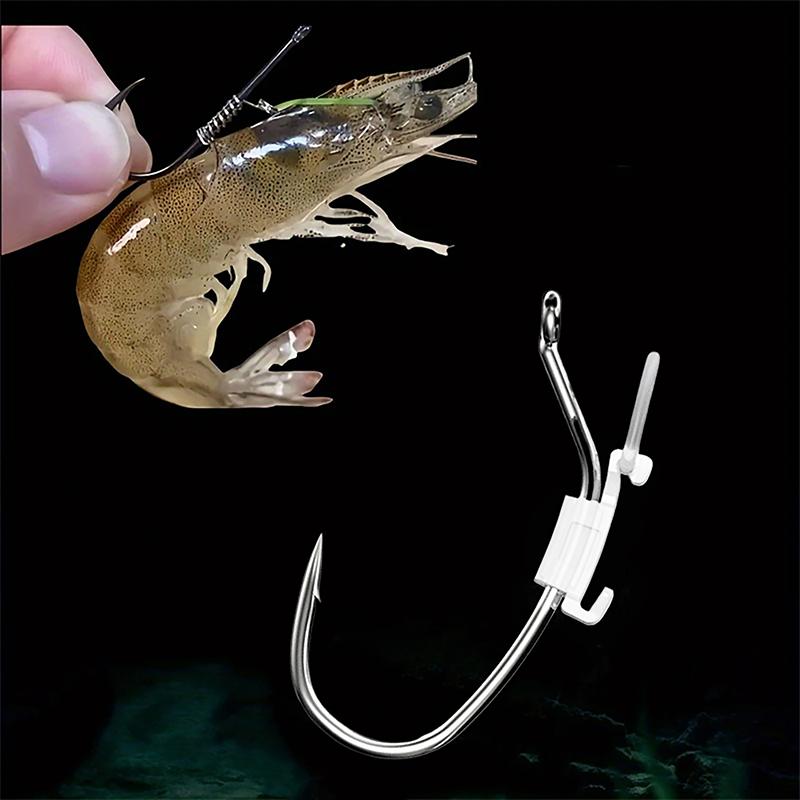 10/20 Stück Leuchtende Live-Garnelenhaken Hochbelastbarer Metall Widerhaken Angelhaken Süßwasser Salzwasser Wels Barsch Angelhaken