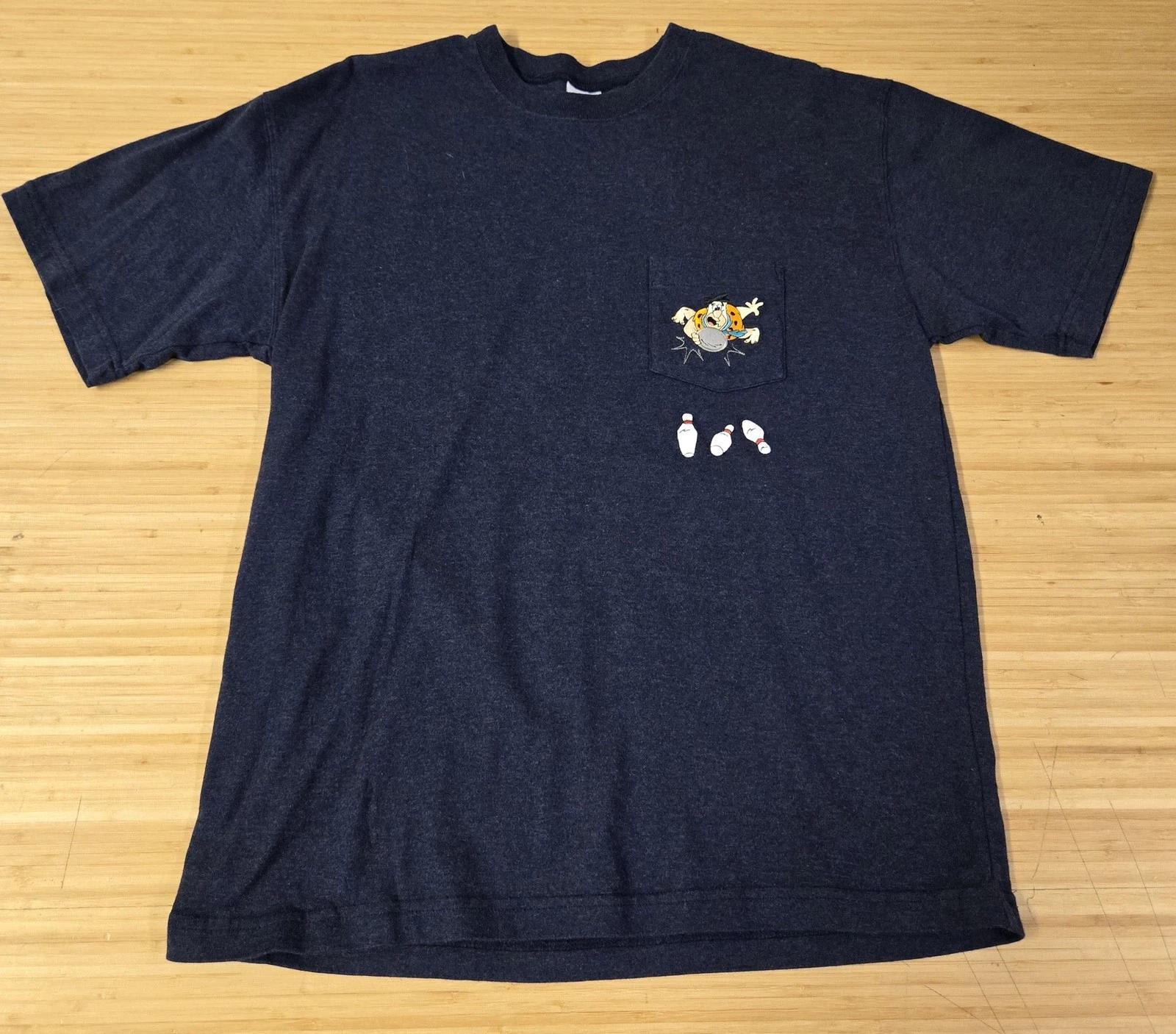 Vintage Flintstones Fred Shirt Mens Medium Cartoon Pocket Tee 90s WB L