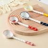 4pcs Ceramic Spoon, Extended Handle Soup Spoon, Noodle Spoon, Cartoon Creative Ladle