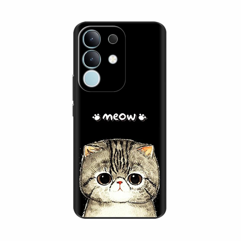 For Vivo Y29 4G Black Back Cover Fashion Flower Butterfly Painting Case Soft TPU Silicone Fundas For Vivo Y29 4G Protect Cover